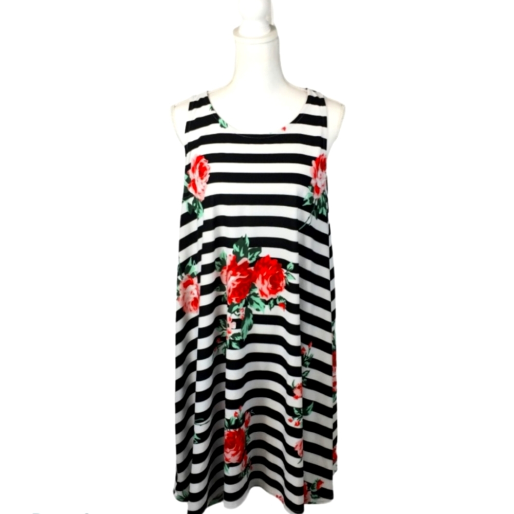BobbieBrooks Rose and Stripes Dress